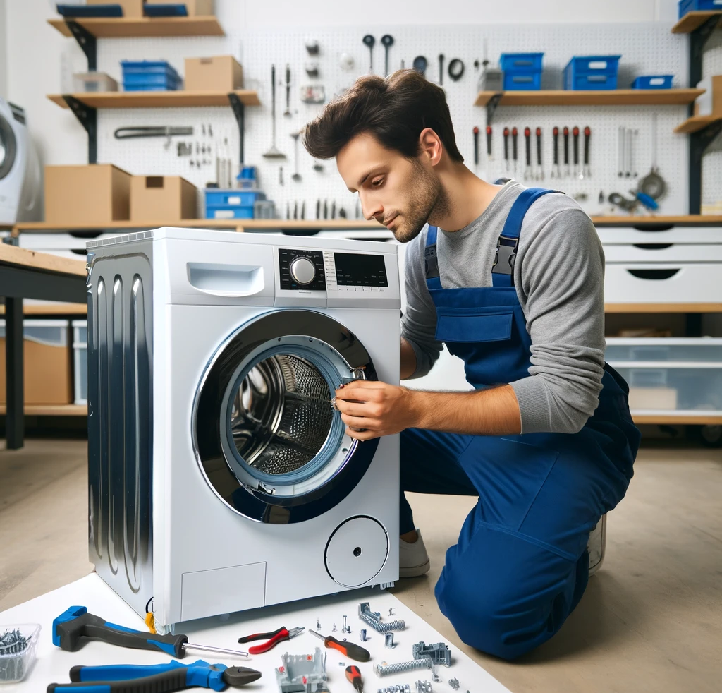 Técnico de Balay reparando una lavadora